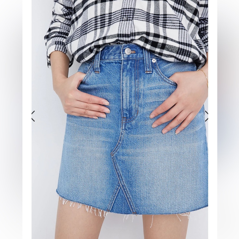 NWOT Madewell Rigid Denim A-Line Mini Skirt